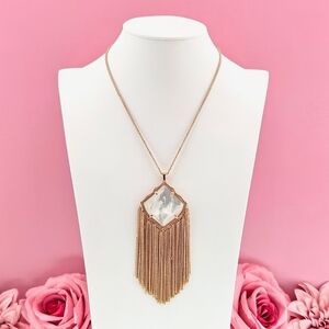 Kendra Scott Necklace Kingston 32" Ivory Mother of Pearl Rose Gold Plated